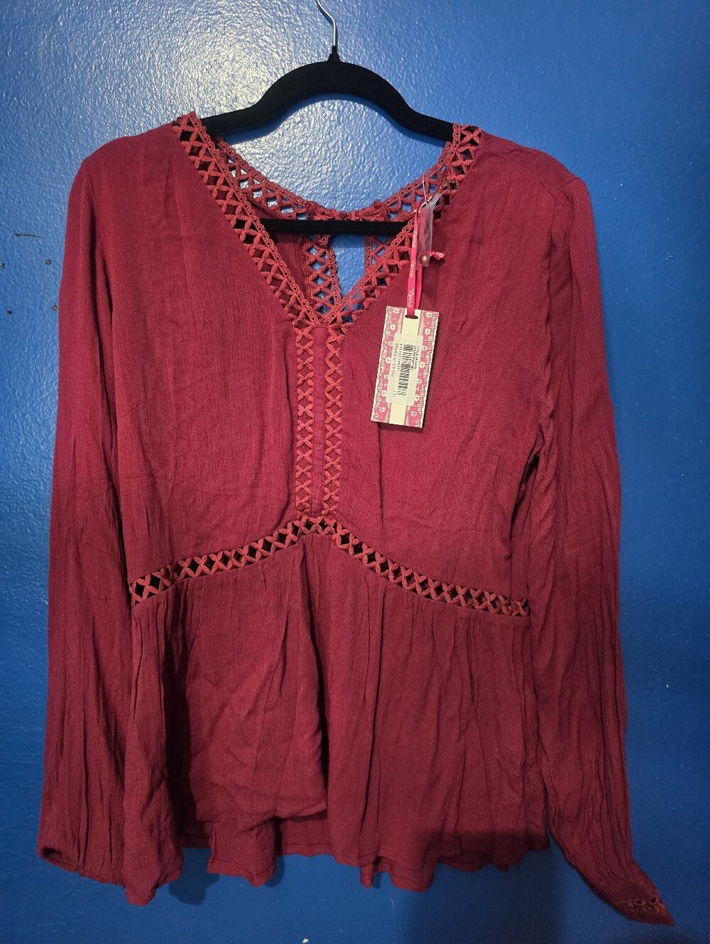Pinky Brand Boho Top Size Large NWTSee images for approximate measurements